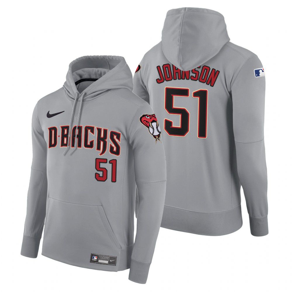 Men Arizona Diamondback #51 Johnson gray road hoodie 2021 MLB Nike Jerseys->arizona diamondback->MLB Jersey